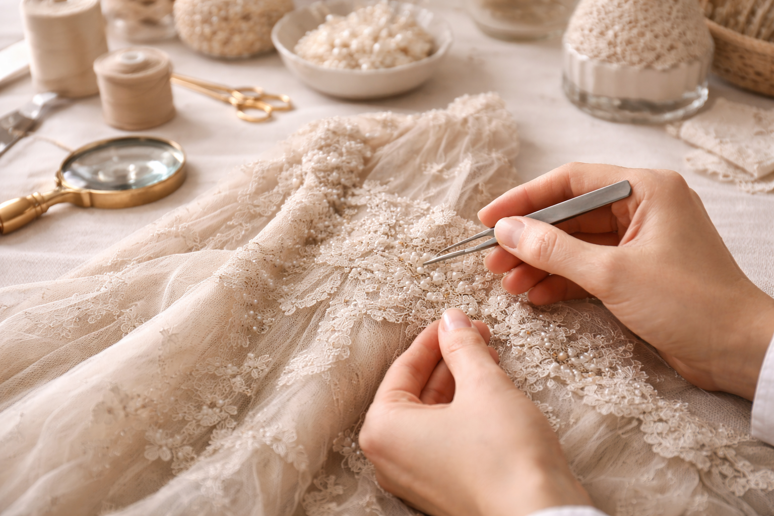 Peça antiga sendo restaurada em ambiente profissional